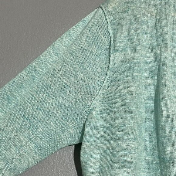 White Warren Linen Cardigan Women Sz S Open Pocket Mint Green Lightweight Tunic - Picture 5 of 10